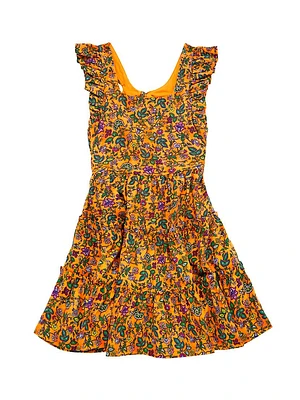 Little Girl's & Paisley Print Flutter-Sleeve Dress