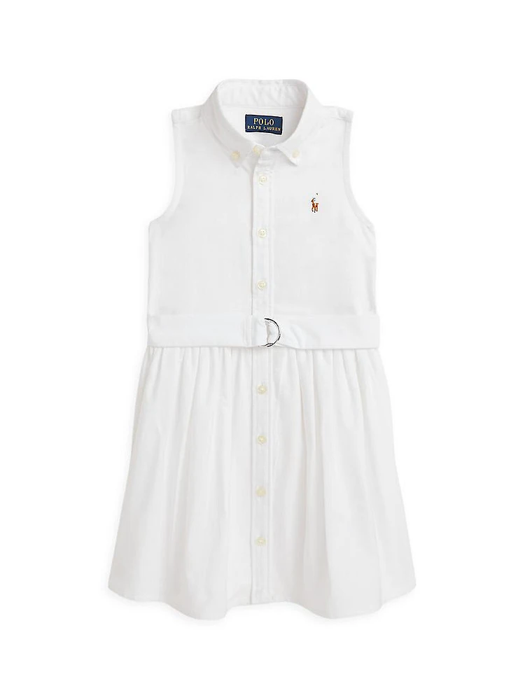 Little Girl's & Classic Oxford Sleeveless Shirtdress