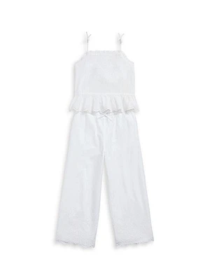 Little Girl's & Girl's Eyelet Cotton Top & Pants Set