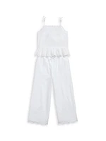 Little Girl's & Girl's Eyelet Cotton Top & Pants Set