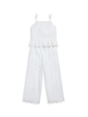 Little Girl's & Eyelet Cotton Top Pants Set