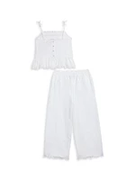 Little Girl's & Eyelet Cotton Top Pants Set