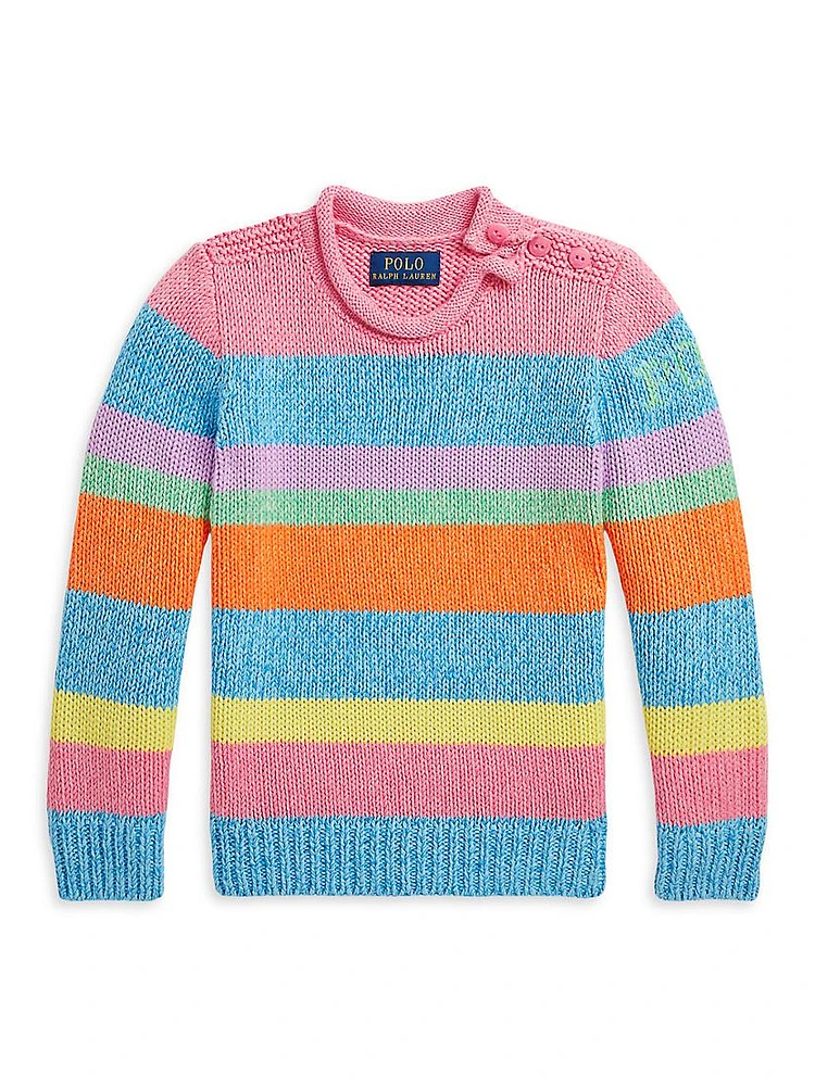 Little Girl's & Roll-Neck Striped Knit Sweater