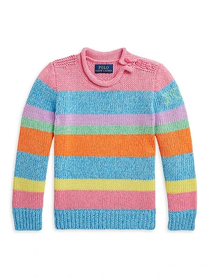 Little Girl's & Roll-Neck Striped Knit Sweater