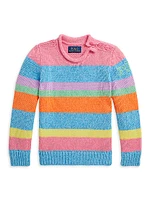 Little Girl's & Roll-Neck Striped Knit Sweater