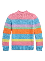 Little Girl's & Roll-Neck Striped Knit Sweater