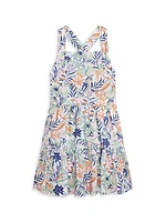 Little Girl's & Girl's Tropical Print Linen-Cotton Dress