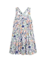 Little Girl's & Tropical Print Linen-Cotton Dress