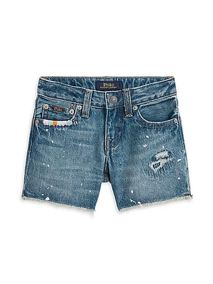 Little Girl's & Girl's Embroidered Denim Shorts