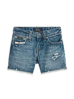 Little Girl's & Embroidered Denim Shorts