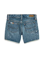 Little Girl's & Embroidered Denim Shorts