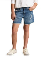 Little Girl's & Embroidered Denim Shorts