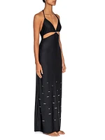 Noche Embellished Cut-Out Cover-Up Dress