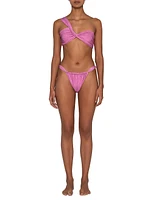 Gaba Metallic High-Cut Bikini Bottom