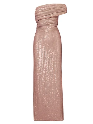 Primerose Sequined One-Shoulder Gown