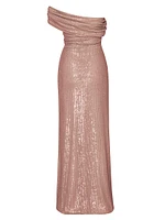 Primerose Sequined One-Shoulder Gown