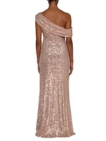 Primerose Sequined One-Shoulder Gown