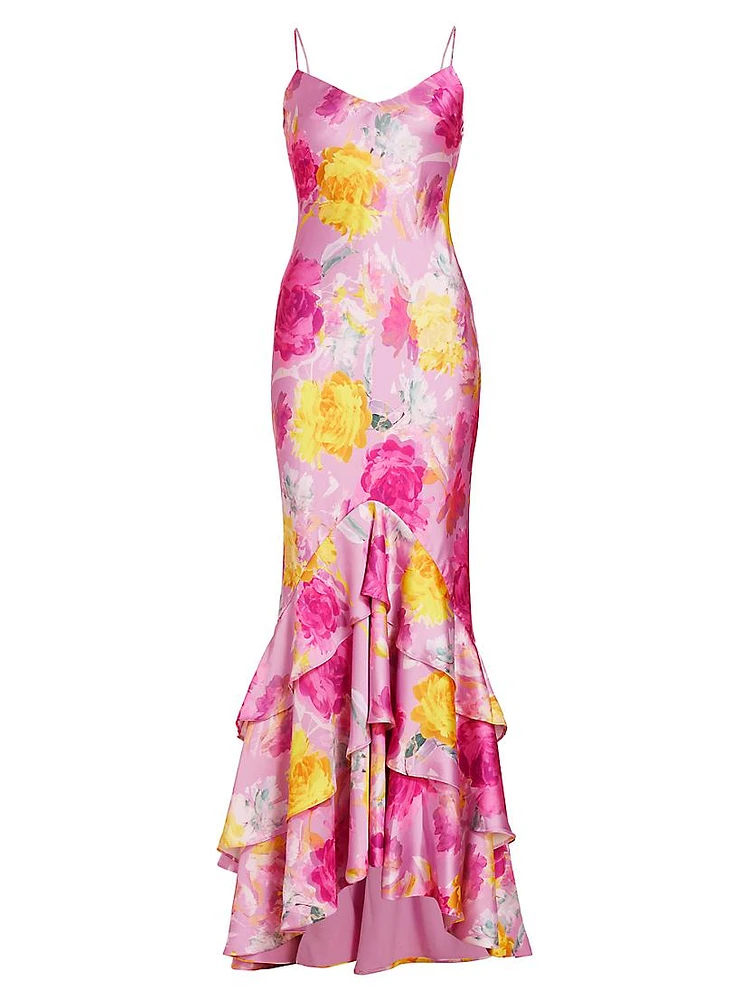 Seraphine Floral Satin Mermaid Gown