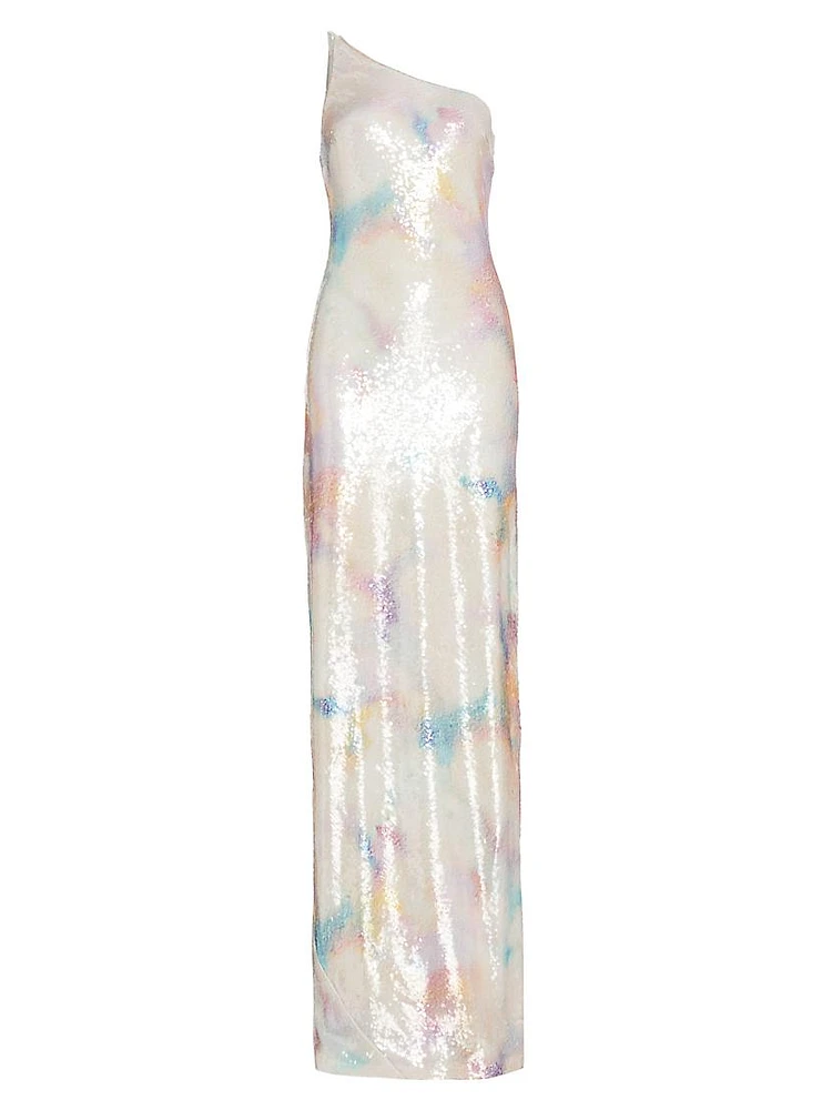 Paige Sequined One-Shoulder Gown