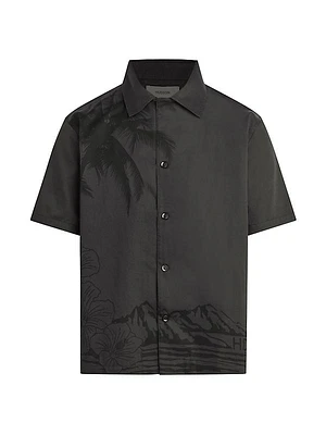 Night Palm Button-Front Shirt