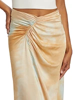 Grace Dyed Ruched Midi-Skirt