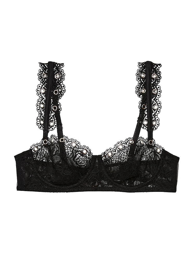 Grommet Lace Balconette Bra