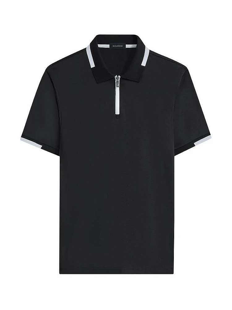 Cotton Quarter-Zip Polo Shirt