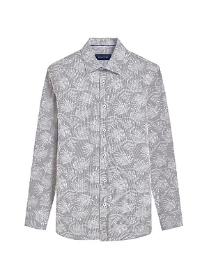 Julian Pinstriped & Leaf Button-Front Shirt
