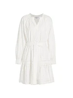 Saylor Cotton Eyelet Tie-Waist Minidress