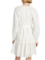 Saylor Cotton Eyelet Tie-Waist Minidress