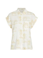 Whitney Tiger Linen-Blend Shirt