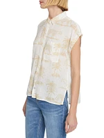 Whitney Tiger Linen-Blend Shirt