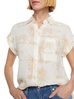 Whitney Tiger Linen-Blend Shirt