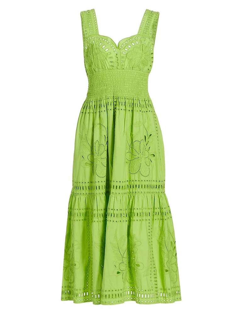 Fawn Eyelet Sweetheart Midi-Dress