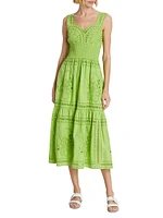 Fawn Eyelet Sweetheart Midi-Dress