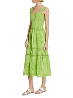 Fawn Eyelet Sweetheart Midi-Dress