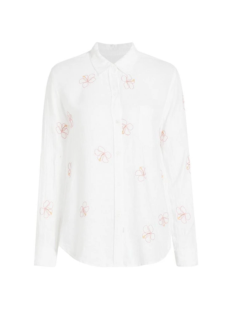 Charli Hibiscus Linen-Blend Shirt