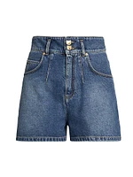 Teddy Bear Button Denim Shorts