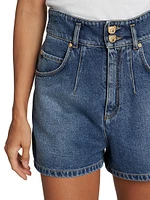 Teddy Bear Button Denim Shorts