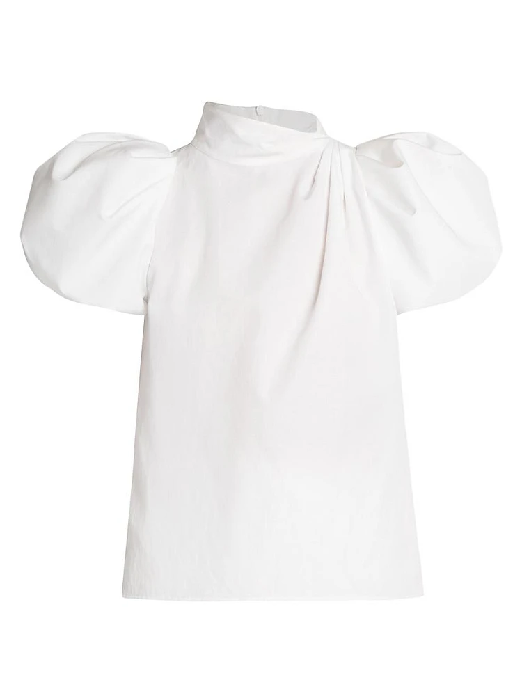 Cotton-Blend Puff-Sleeve Blouse