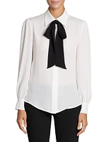 Silk Tie-Neck Blouse