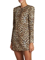 Leopard Long-Sleeve Minidress