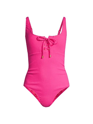 Taylor Lace-Up One-Piece Swimsuit