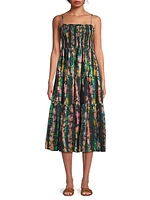 Kristen Smocked Cotton-Blend Midi-Dress