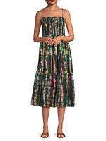 Kristen Smocked Cotton-Blend Midi-Dress