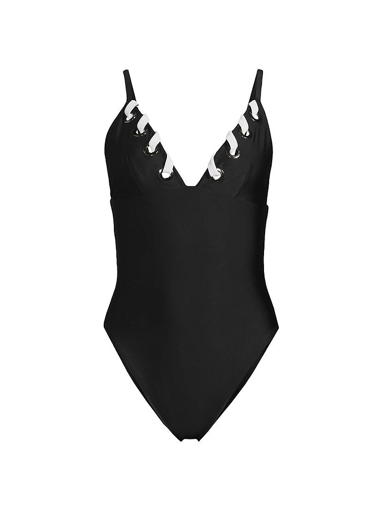 Zoa Contrast-Trim One-Piece Swimsuit