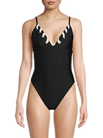 Zoa Contrast-Trim One-Piece Swimsuit