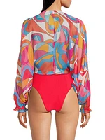 Izora Printed Chiffon Cover-Up Top