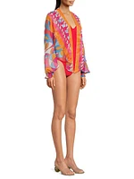 Izora Printed Chiffon Cover-Up Top