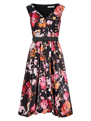 Viola Floral Organza Bubble-Hem Midi-Dress